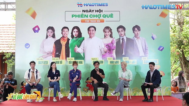 Các nghệ sĩ tại buổi livestream “Ngày hội Phiên chợ quê” tỉnh Thanh Hóa ngày 16/5/2025