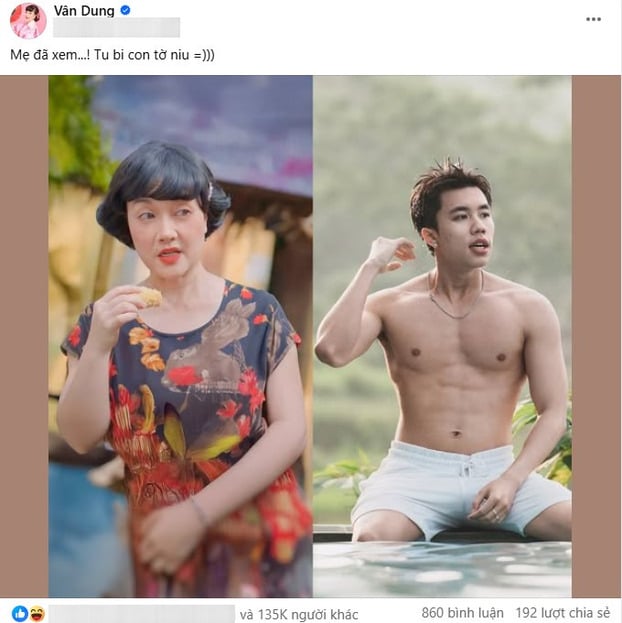 Phản ứng hài hước của nghệ sĩ Vân Dung khi thấy con trai cưng đăng hình 