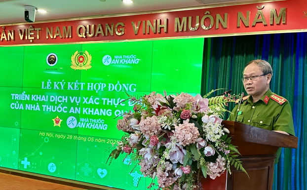 Đại tá Ngô Như Cường- Phó cục trưởng C06, Bộ Công An phát biểu tại lễ ký kết