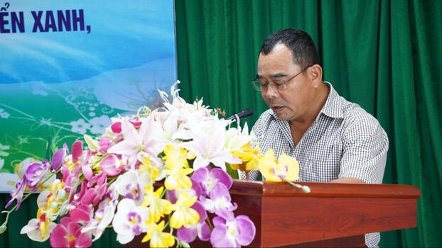 Ông Nguyễn Tất Diên, Chủ tịch Hội Sinh vật cảnh tỉnh Nghệ An phát biểu tại Hội thảo