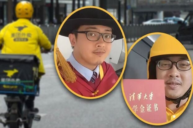Tốt nghiệp nhiều trường danh gia thế giới, Ding Yuanzhao cuối cùng chọn nghề giao đồ ăn khiến cộng đồng mạng tranh cãi. (Ảnh: SCMP)