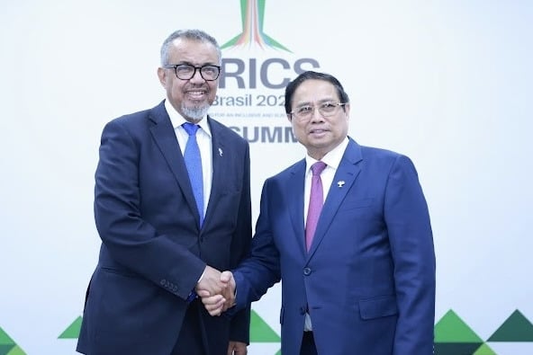Thủ tướng Chính phủ Phạm Minh Chính tiếp Tổng giám đốc Tổ chức Y tế Thế giới (WHO) Tedros Adhanom Ghebreyesus. Ảnh: VGP