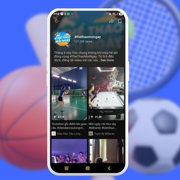 Sau 3 tuần đầu tiên của hè 2025, hashtag #TheThaoMoiNgay đã đạt 17 triệu views, với hơn 1200 videos được đăng tải - ảnh Zalo