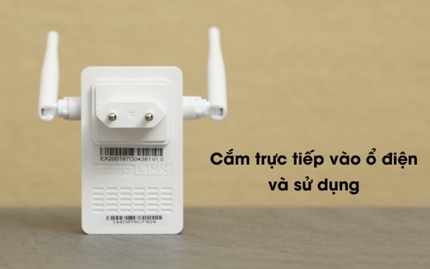 Thiết kế mặt trước đơn giản, phù hợp với nhu cầu mở rộng vùng phủ WiFi trong gia đình.