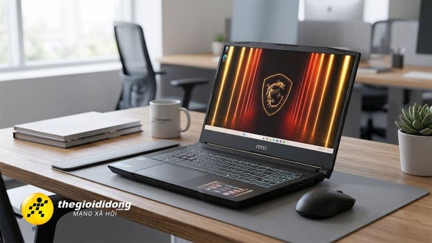 Thiết kế tổng thể của máy MSI hướng đến người dùng cần hiệu năng cho cả học tập, làm việc và giải trí.