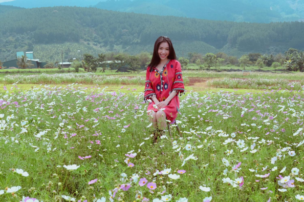   Elly Trần rạng rỡ khoe sắc giữa cánh đồng hoa  
