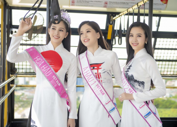 Top 3 Hoa hậu Việt Nam 2018 đẹp xuất sắc trong trang phục áo dài tại Lễ hội Mặt trời mọc 2