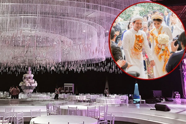   Không gian tiệc cưới lộng lẫy với gam màu trắng làm chủ đạo của Lan Khuê cùng ông xã doanh nhân  
