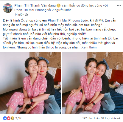 Trước tin đồn ác ý, Ốc Thanh Vân chia sẻ về bệnh tình của Mai Phương trấn an người hâm mộ 0