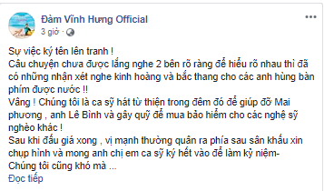   Bức tâm thư được đăng tải trên trang fanpage của ca sĩ Đàm Vĩnh Hưng  