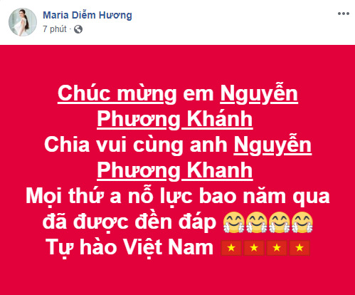   Hoa hậu Diễm Hương cũng gửi lời chúc mừng đến người em  