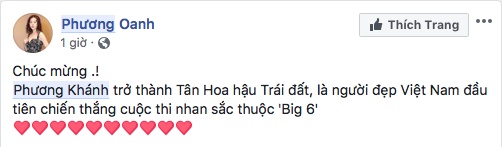 Nghệ sĩ Việt đồng loạt gửi lời chúc mừng Tân Hoa hậu Trái đất 2018 Nguyễn Phương Khánh 7