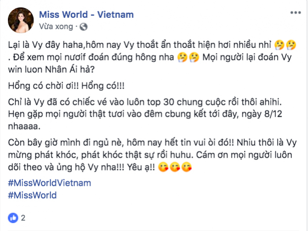 Đạt Top 5 dự án nhân ái, Trần Tiểu Vy cầm chắc tấm vé Top 30 chung kết Miss World 2018 0