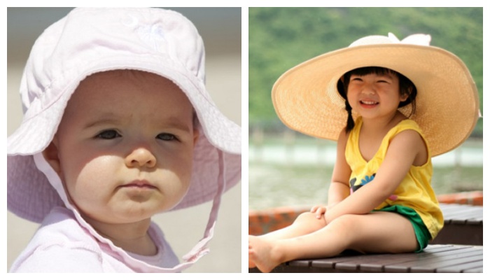 Cha mẹ nên đội mũ rộng vành cho trẻ khi cần ra ngoài nắng nóng