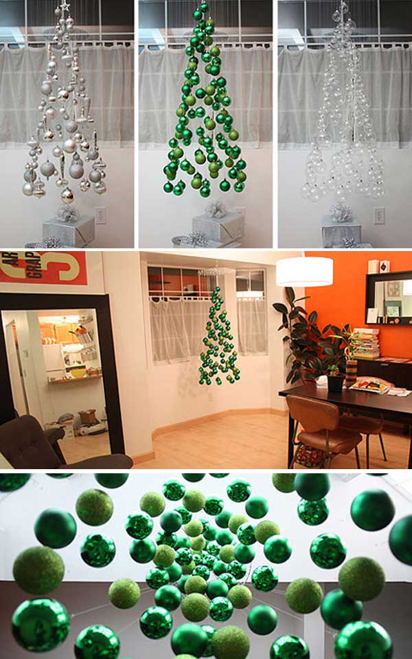 Treo các quả bóng thành hình cây thông Noel cũng là một cách đơn giản và thú vị.