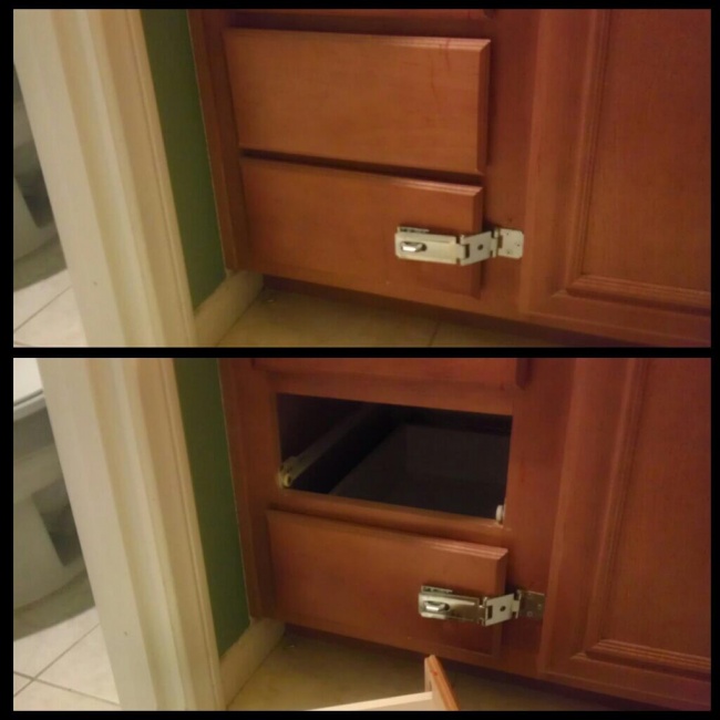 Đây là cách mẹ tôi khóa tủ ngăn kéo, và đây là cách tôi lấy đồ trong ngăn kéo mà không cần tháo khóa.