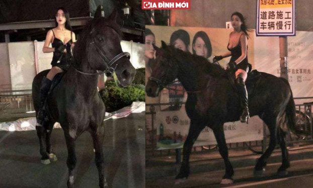 Hot girl cưỡi ngựa quanh thành phố Thượng Hải lúc nửa đêm gây sốt 0