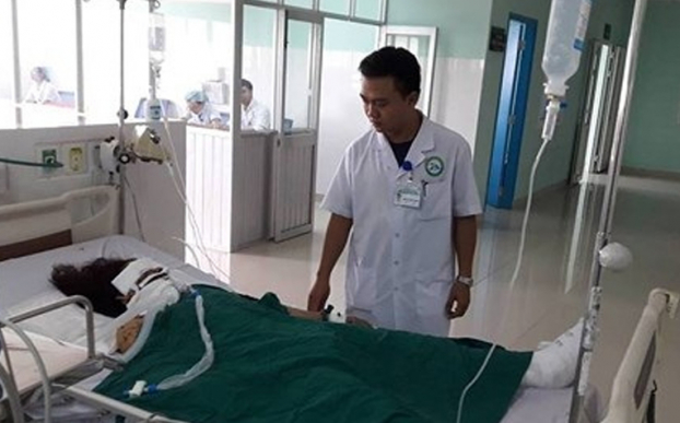   Chị Huê đang được điều trị tại bệnh viện.  