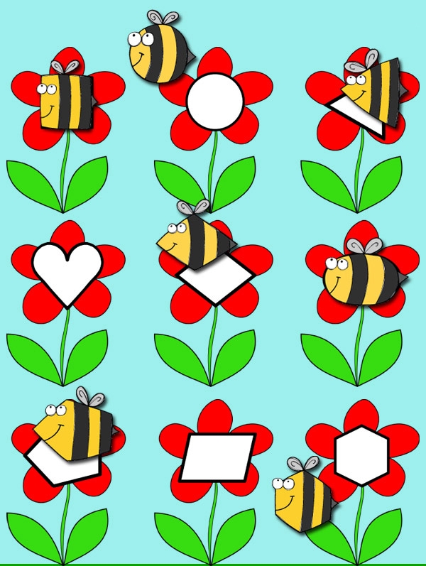   Trò chơi gắn ong vào từng bông hoa.  