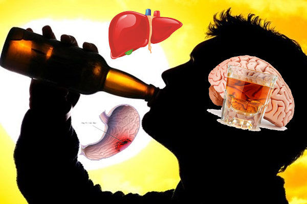 Người uống rượu nhiều luôn đối mặt nguy cơ viêm gan, viêm loét dạ dày, ảnh hưởng đến não bộ