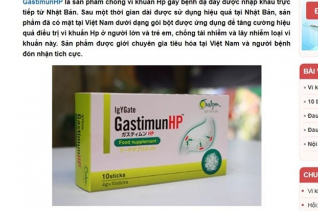   Sản phẩm GastimunHP được quảng cáo trên mạng như thuốc chữa dạ dày. Ảnh minh họa  