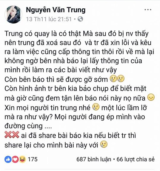 Nguyễn Văn Trung giải thích kêu gọi chia sẻ trên Facebook cá nhân