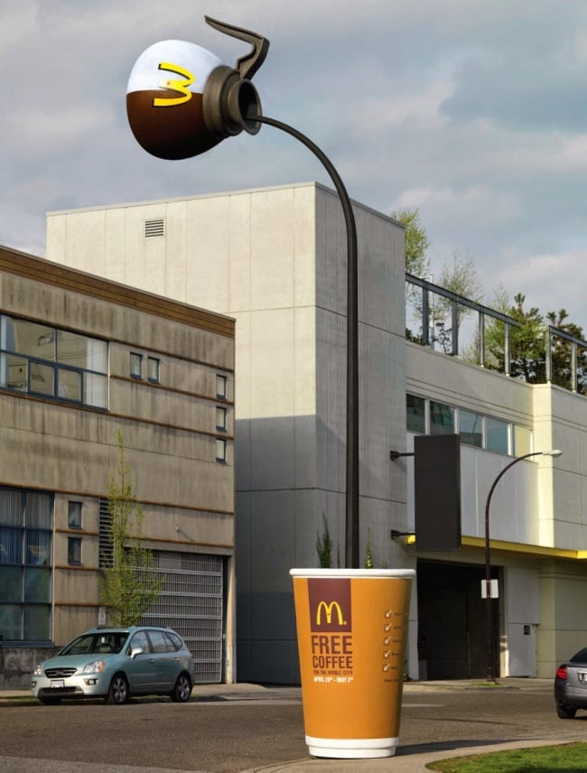 Quảng cáo ấn tượng của McDonald cung cấp cà phê miễn phí, nằm trong chuỗi hoạt động quảng cáo cho thương hiệu McCoffee