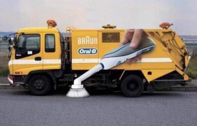 Quảng cáo đầy sáng tạo của bàn chải đánh răng Oral-B khi kết hợp với chiếc xe vệ sinh đường phố