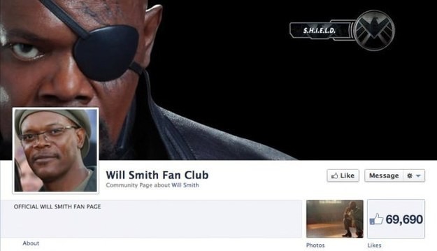 Fanpage diễn viên Will Smith nhưng ảnh đại diện là Samuel L Jackson, ấy thế mà vẫn đạt đến 70,000 like