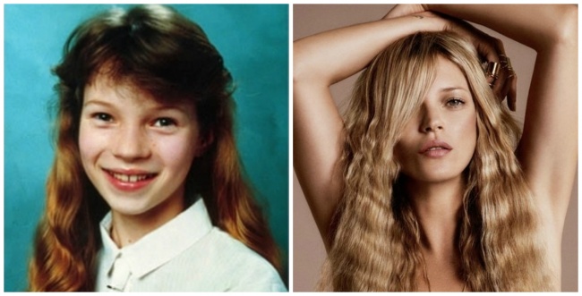 Siêu mẫu người Anh Kate Moss từng là một cô bé với ngoại hình hiền lành và không mấy nổi bật 