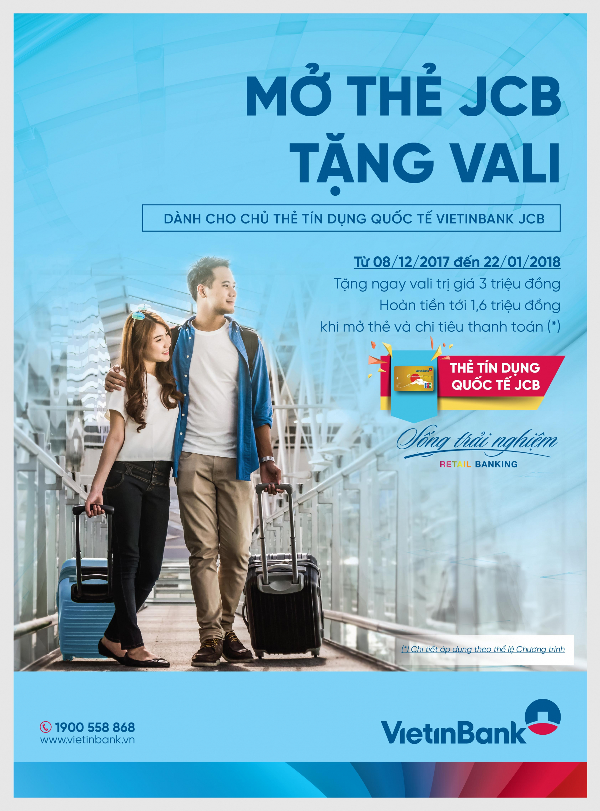 VietinBank ưu đãi 'Mở thẻ JCB - Tặng vali'