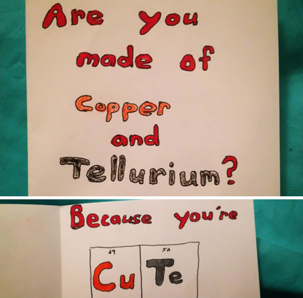 'Có phải em được làm từ Copper và Tellurim không? Vì em quá ư là đáng yêu (CuTe) ấy' - tỏ tình ngày Valentine kiểu dân chuyên Hóa