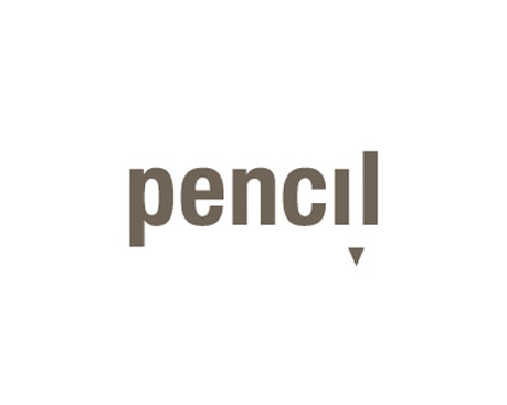 Logo pencil (bút chì) với những chữ cái ẩn hình ảnh chiếc bút chì thân sọc quen thuộc