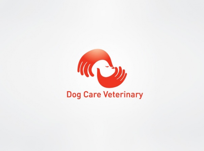 Logo của trung tâm thú y với hình ảnh bàn tay che chở