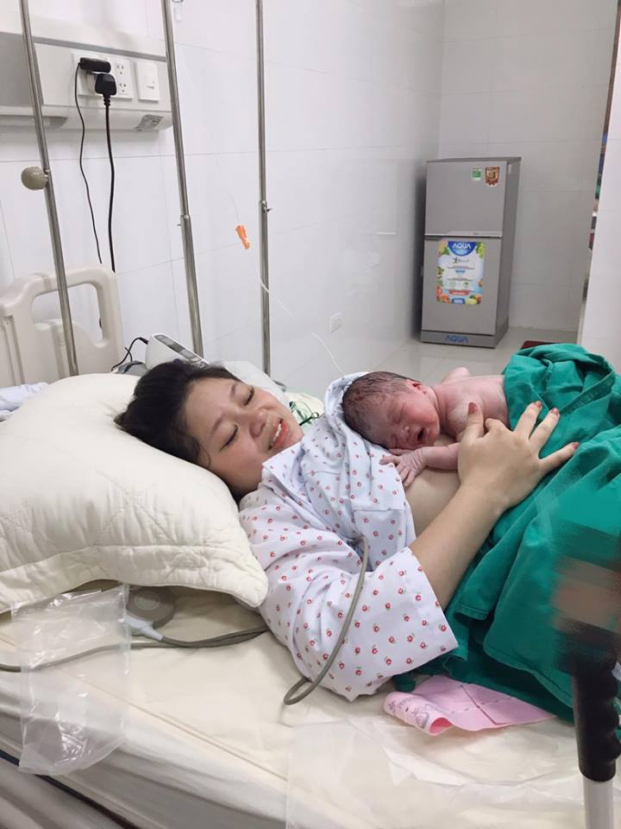   Chị Thảo Hương sinh con vào đúng mùng 4 Tết tại bệnh viện 108.  