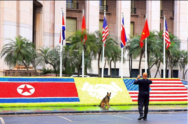   Một chú chó nghiệp vụ được mật vụ Mỹ chụp ảnh trong sự kiện hội nghị thượng đỉnh Mỹ - Triều vừa diễn ra tại Hà Nội.  