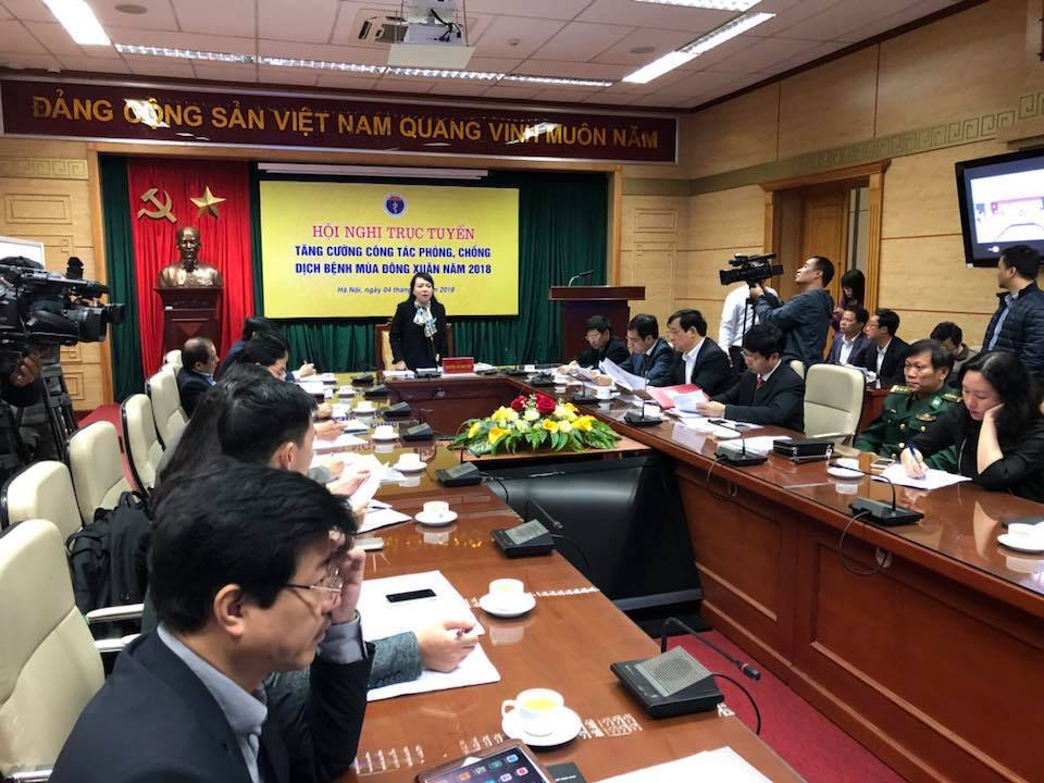 Bộ trưởng Bộ Y tế chủ trì Hội nghị trực tuyến tăng cường công tác phòng, chống dịch bệnh mùa Đông Xuân 2018.