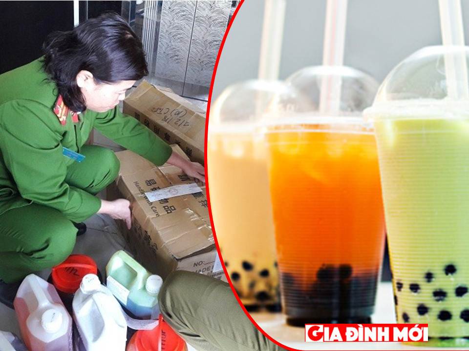 Đoàn kiểm tra đã phát hiện một thùng trân châu không rõ nguồn gốc tại cửa hàng trà sữa Ding tea.