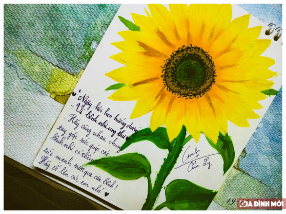Chúng tôi tạo ra những bức tranh về hoa hướng dương, tô điểm cho phòng khám và chia sẻ niềm vui cùng các bệnh nhân ung thư. Hãy xem ảnh tại trang web của chúng tôi và cùng đồng hành để mang lại hy vọng cho họ!