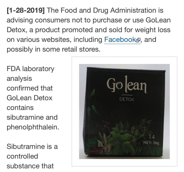   Chú thích ảnh: Trà thảo mộc Golean Detox hộp khối vuông bị FDA cảnh báo  