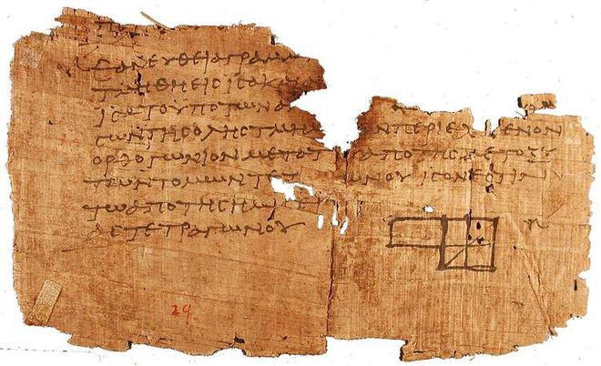    Một mảnh trong cuốn thứ hai của bộ Cơ Sở (Elements) của nhà toán học Euclid, viết bằng tiếng Hy Lạp cổ.  