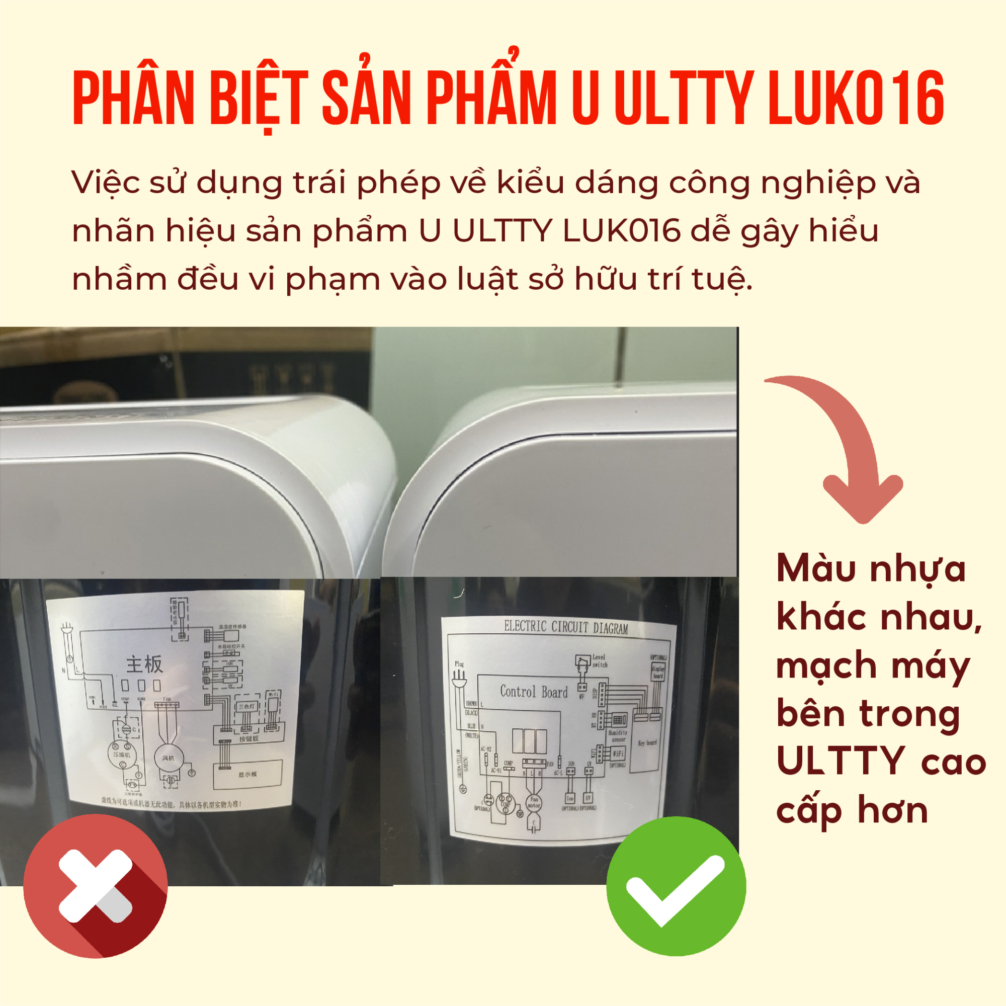  So sánh mạch, cấu tạo của máy hút ẩm giả - thật     