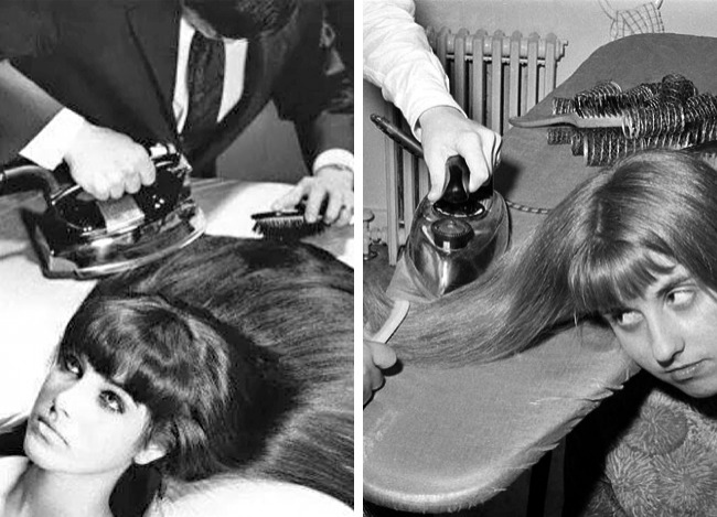 Một phương pháp phổ biến là tóc thẳng trong những năm 1960