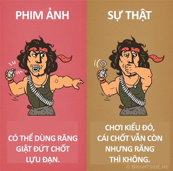 Không thể nào đâu, chốt lựu đạn vẫn sẽ còn nguyên nhưng răng của bạn sẽ rời hàm mà đi đấy!