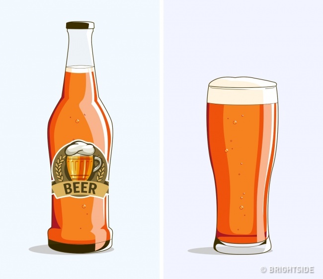 Một loại uống bia trực tiếp từ chai, còn một loại phải cho ra li sang chảnh