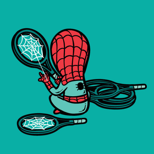   Người nhện có thể gia công làm vợt cầu lông hay tennis  