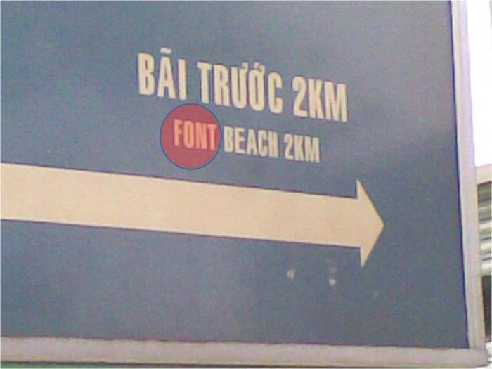 Tấm biển ở Vũng Tàu với lỗi sai chính tả 'Front' thành 'Font'