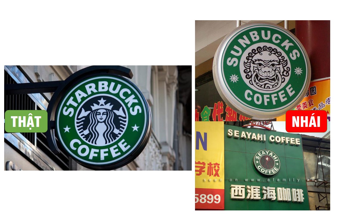 Chuỗi cửa hàng Starbucks cũng bị nhái theo vô số