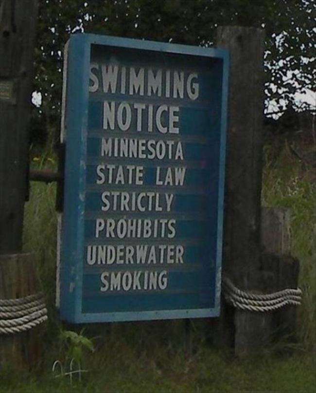 'Luật pháp bang Minnesota nghiêm cấm hút thuốc dưới nước'