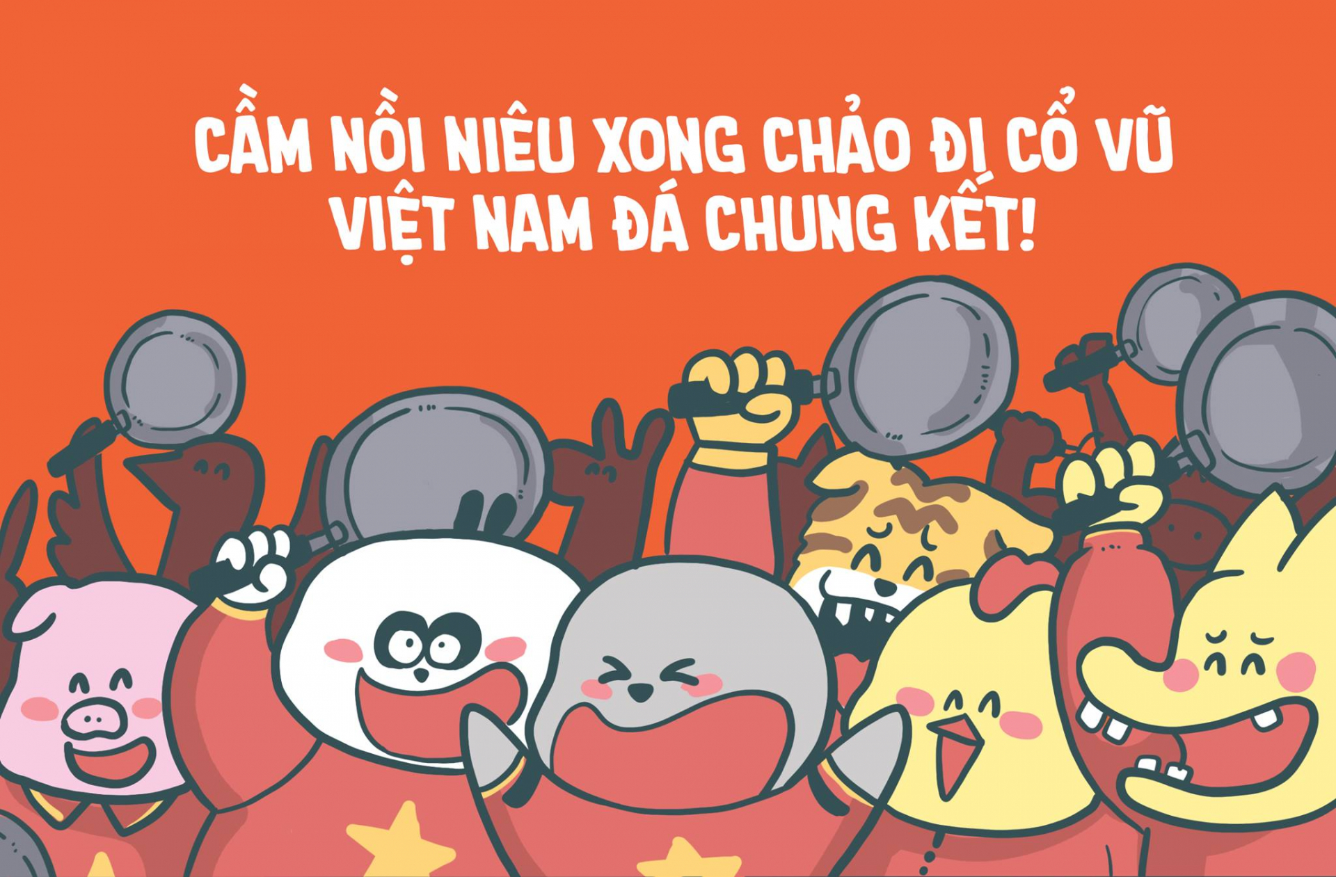 Trên Facebook đã có sự kiện 'Cầm chảo đi cổ vũ Việt Nam đá Chung kết' - Tranh: ThăngFly